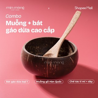  Combo Bát Gáo Dừa Và Muỗng Gỗ Hàn Quốc Ăn Ngũ Cốc Granola Salad Sữa Chua Hoa Quả Đựng Bột 