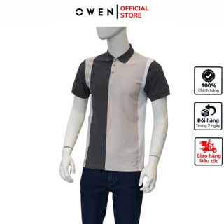 Áo thun polo ngắn tay OWEN APV253632 phông nam cổ bẻ màu xám đậm vải cotton cao cấp mềm mại dáng body fit tôn dáng