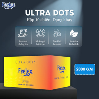 Bao cao su gai Feelex Ultra Dots tăng khoái cảm, hương dâu, gel bôi trơn gốc nước - Feelex