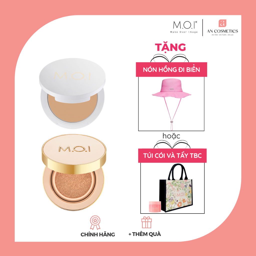 (TẶNG KÈM QUÀ) Combo phấn nước M.O.I Premium Baby Skin Cushion 12g và phấn phủ kiềm dầu M.O.I Baby S