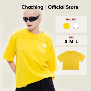 Áo thun Unisex Phối Patch Silicon Form Boxy ChaChing, Áo Phông Nam Nữ In Hoạ Tiết Ngôi Sao Kết Hợp Chữ Thêu ChaChing