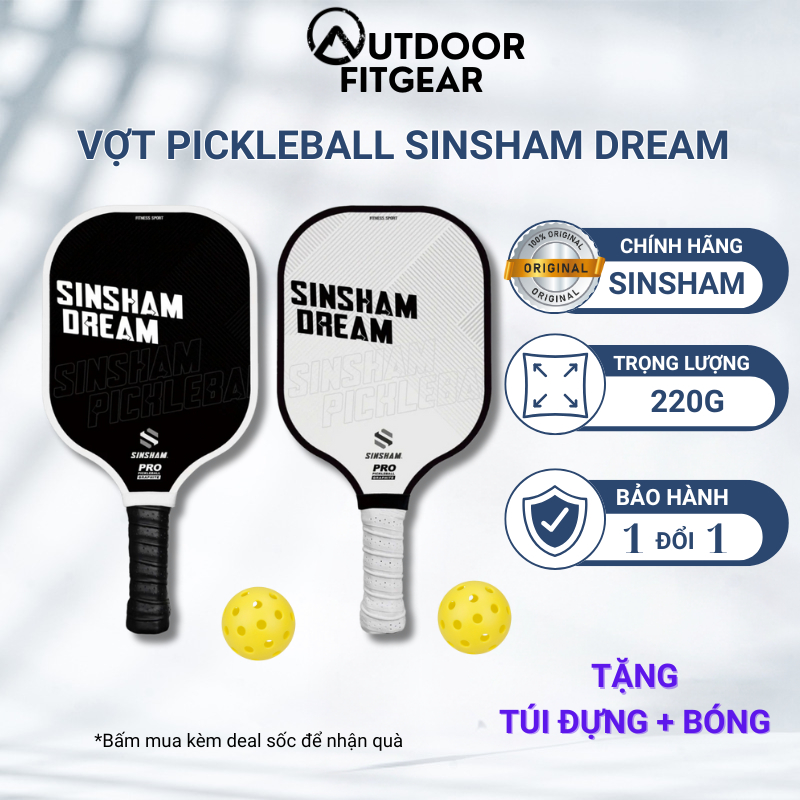 Vợt Pickleball Carbon chính hãng SINSHAM DREAM Pro sợi thủy tinh bề mặt siêu bền
