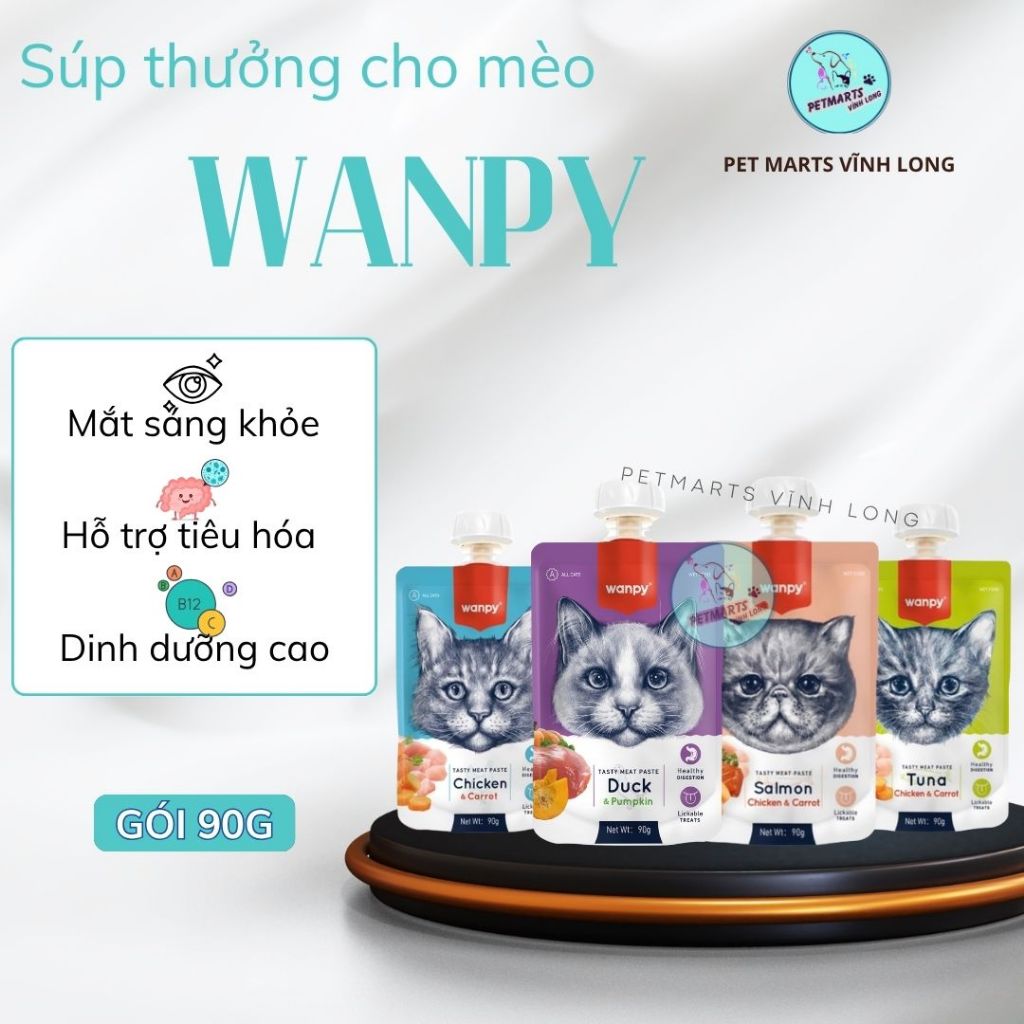 Súp thưởng dạng tuýp Wanpy 90g cho mèo