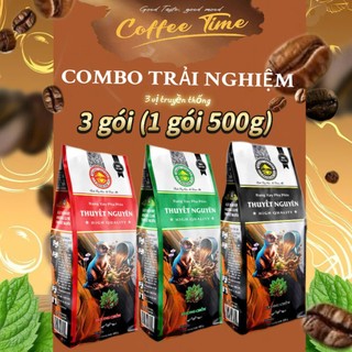  Bột Hỗn Hợp Hương Cà Phê Thuyết Nguyên Pha Phin Truyền Thống  Combo 3 Gói Xanh Đỏ Đen - 500Gr  