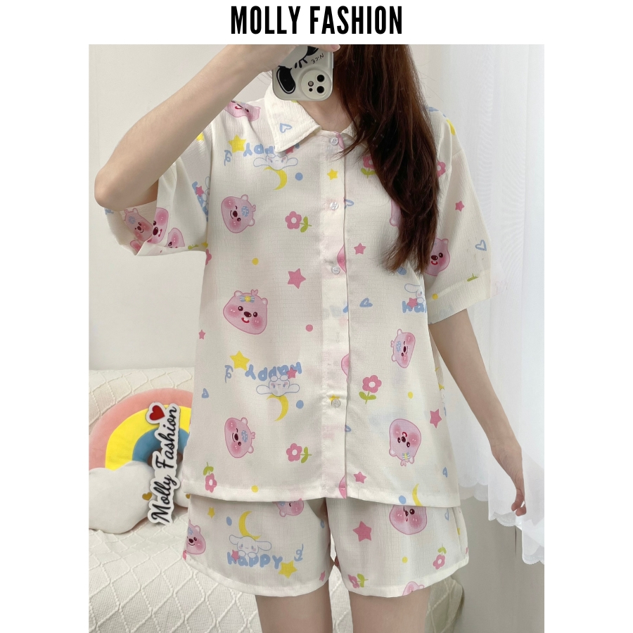 Đồ ngủ pijama nữ đũi xốp SAILOR MOON form rộng | Bộ ngủ hoạt hình mặc nhà Molly Fashion
