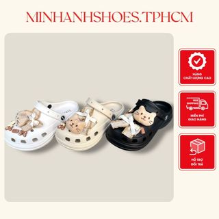 Dép sục nữ đúc nguyên khối đế cao dép siêu nhẹ đính sticker dễ thương (337)