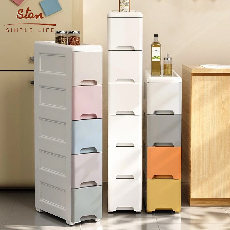 STON Tủ lưu trữ Tủ Khe Hẹp có bánh xe Tủ Nhựa Tủ đựng đồ khoảng trống nhà bếp Tủ Lưu Trữ Phòng tắm