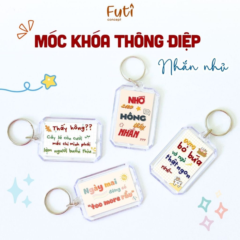 Móc Khoá Thông Điệp Dễ Thương, Truyền Động Lực, KeyChain Treo Balo Tặng Tốt Nghiệp, Đồng Nghiệp