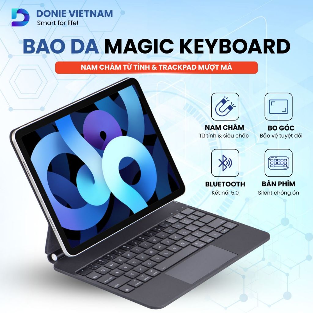  Magic Keyboard Case Donievietnam cho iPad Air 6 7 & iPad Pro 11 và 13 inch Trackpad Mượt Nam Châm X07 