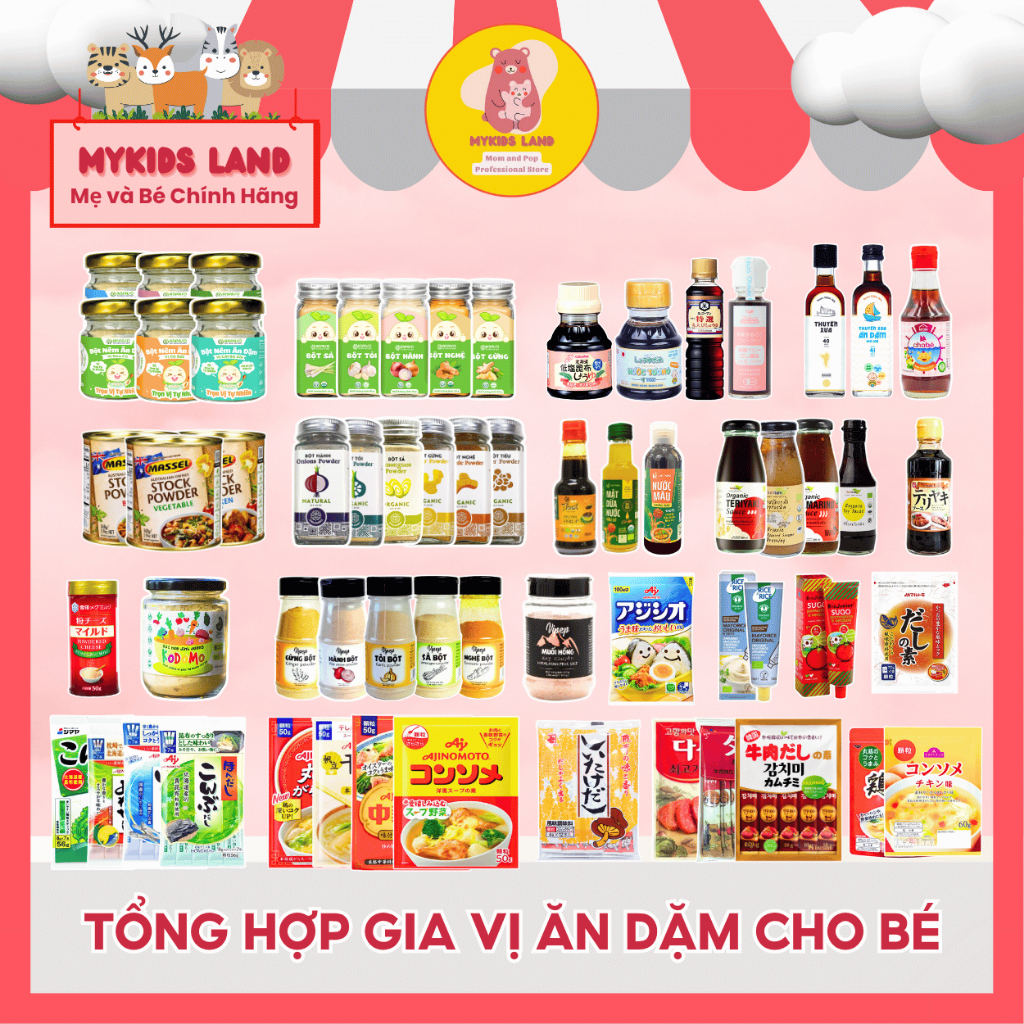 Hạt nêm ( Gia Vị ) Ăn Dặm cho bé Ajinomoto - Dashi - Daesang - Massel - TopValu - LumLum - Vinasamex - CJ