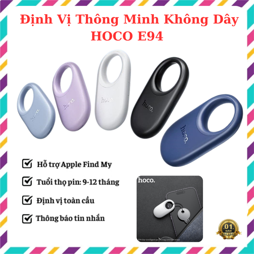 Định Vị Thông Minh Không Dây HOCO E94 - Chỉ dùng cho IOS ,Theo Dõi Trẻ Em, Xe Máy,Tránh Thất Lạc