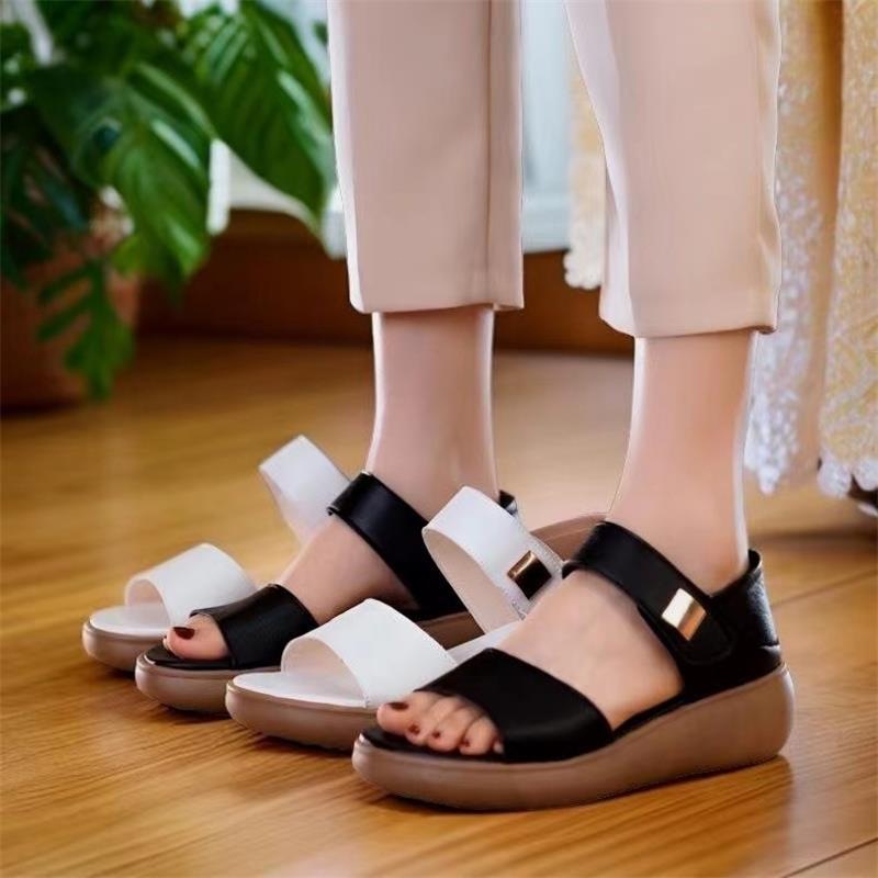 Dép đế xuồng Hàn Quốc, nữ, phong cách mùa hè mới, đế mềm thoải mái, quai dán