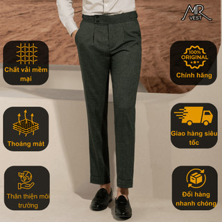 Quần âu nam cao cấp xanh rêu sidetab form dáng slimfit phù hợp đi làm đi chơi QVM551