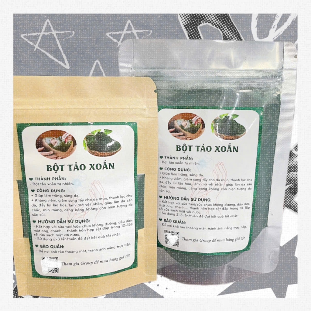 Bột tảo xoắn Spirulina nguyên chất Hỗ trợ sáng da, mờ thâm, giảm mụn