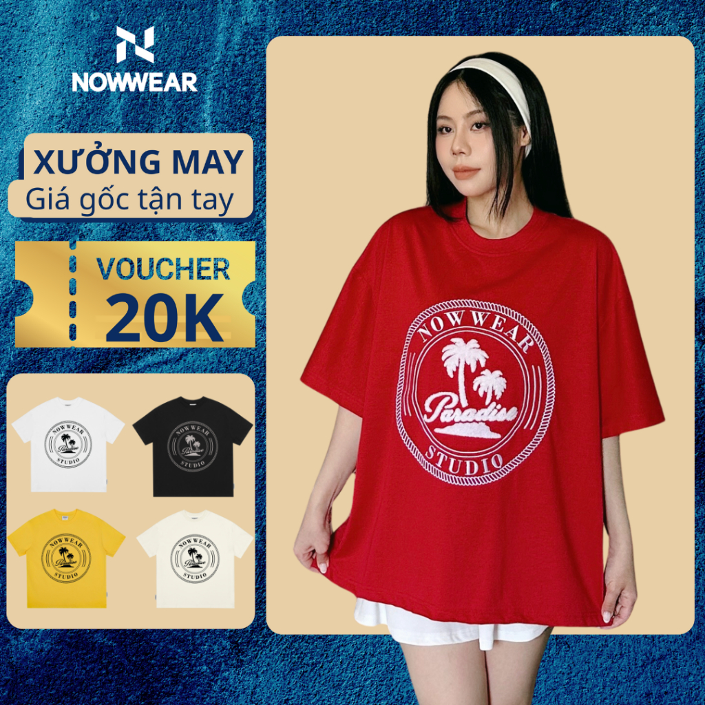 Áo Thun Boxy thêu xù Paradise Nowwear 280GSM Unisex Local Brand - TS004