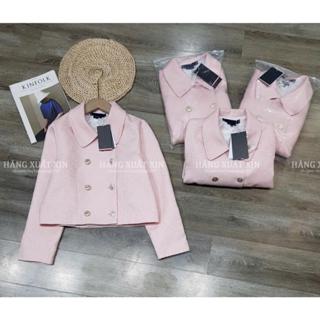  Áo Khoác Nữ Croptop TMY Màu Hồng – Dáng Ngắn Sang Trọng Chất Tweed Xuất Dư Cao Cấp 