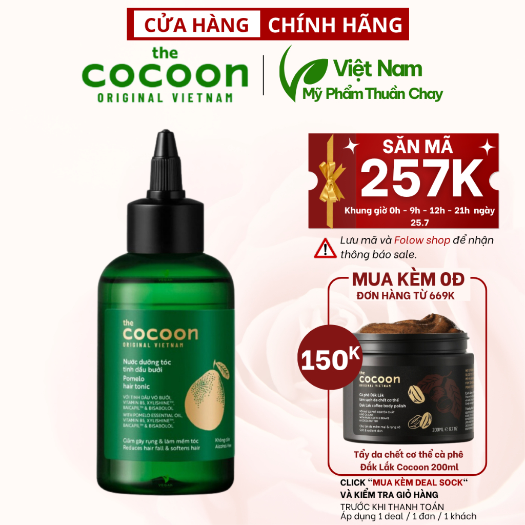 BẢN CẢI TIẾN - Nước Dưỡng Tóc Tinh Dầu Bưởi Cocoon 140ml