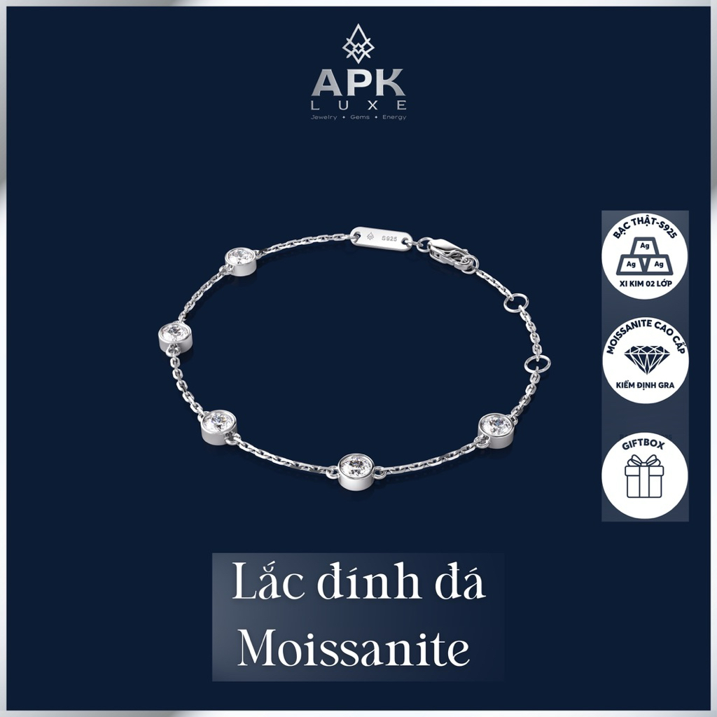 Lắc Tay Bạc S925 Đính Moissanite 4.0mm APK LUXE