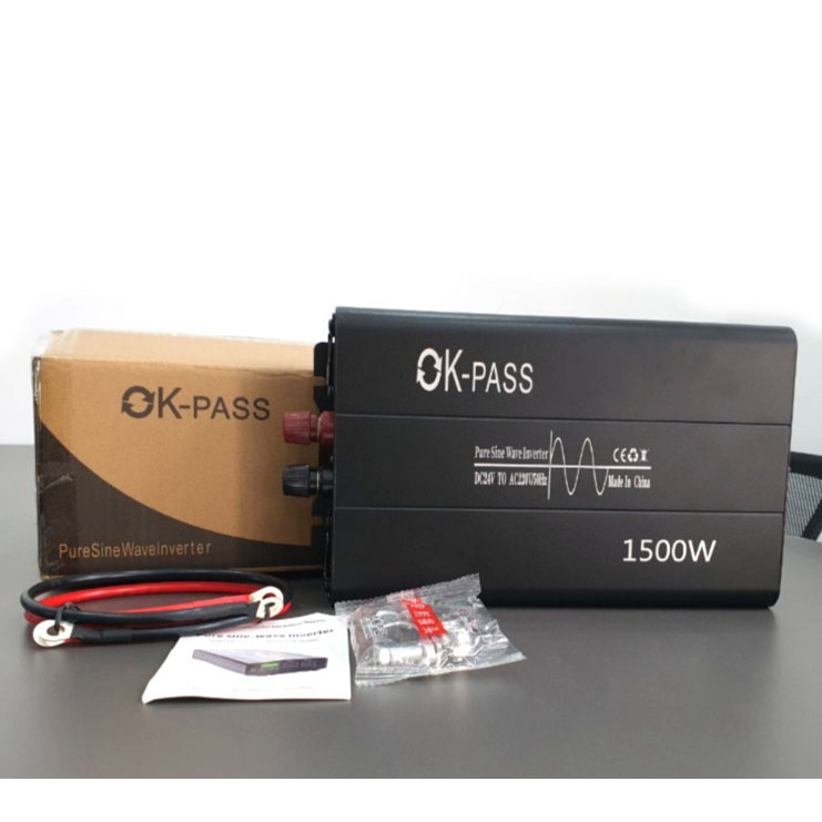 Bộ chuyển đổi điện sin chuẩn 1500w 24v lên 220v có màn hình hiển thị hãng OK Pass