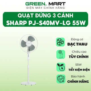 Quạt đứng Sharp 3 cánh PJ-S40MV-LG 55W | Quạt cây 3 cánh S40MV động cơ bạc thau