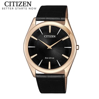 Đồng hồ nam citizen eco-drive siêu mỏng dây da ar3073-06e - mặt đen