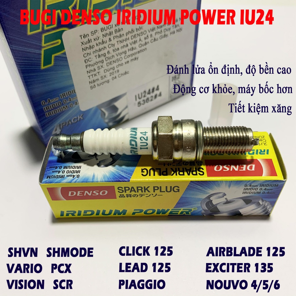 Bugi IU24 Iridium Denso cho xe máy