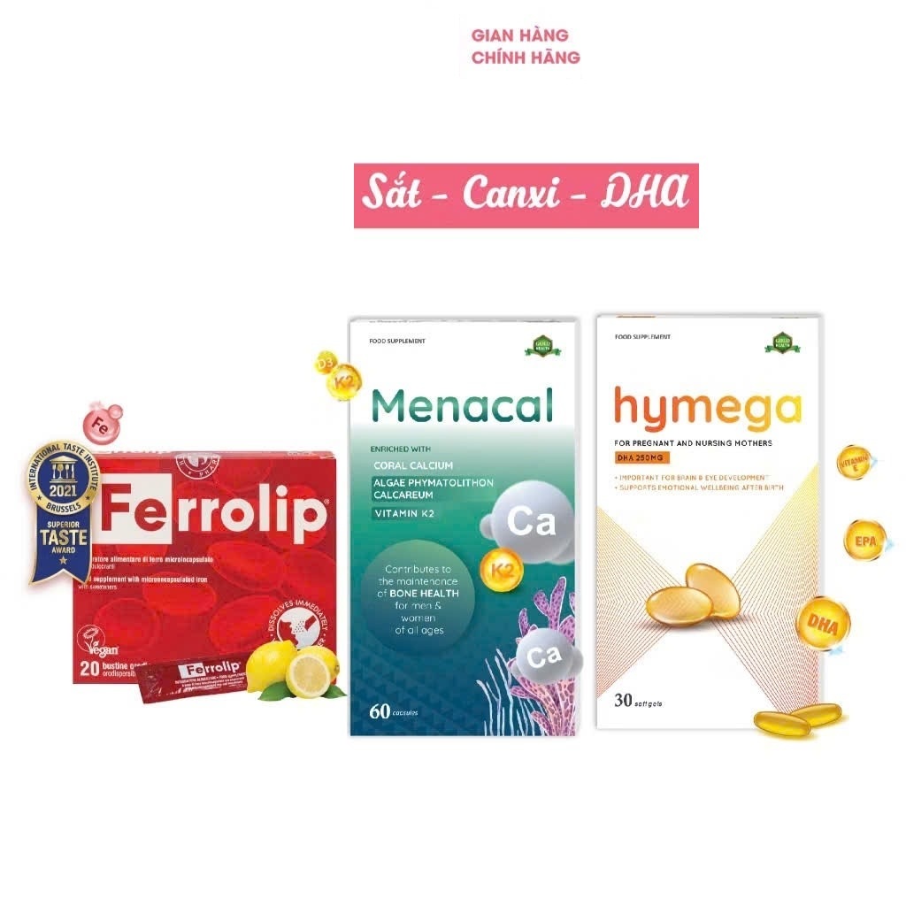 Vi chất cho mẹ bầu Sắt Ferrolip /Canxi Menacal / DHA Hymega mẹ sau sinh, người trưởng thành HM