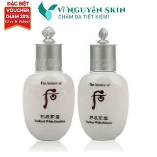   Tách set  Mini Nước Hoa Hồng và Sữa Dưỡng Trắng Da Whoo Radiant White Balancer Toner 20ml 