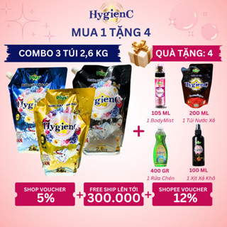   Live Độc Quyền  Combo 3 Túi Nước Giặt Xả Đậm Đặc HygienC Plus 2.6Kg  Túi -  6 Mùi Hương 