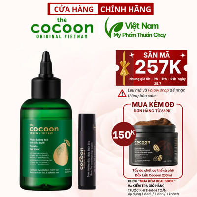 Nước dưỡng tóc tinh dầu bưởi (pomelo hair tonic) Cocoon 140ml tặng 1 son dưỡng cocoon 5g