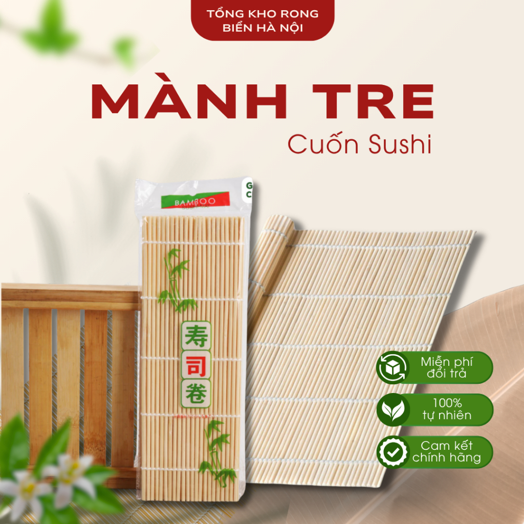 Mành Tre Cuốn Kimbap – Dụng Cụ Cuốn Sushi, Kimbap Tiện Lợi, Chất Liệu Tre Không Hóa Chất, An Toàn