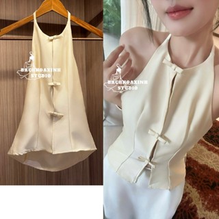 Áo Lụa Yếm Nữ 3 Nơ Cài Trước - Thiết Kế Ôm Eo Sang Trọng Tiểu Thư