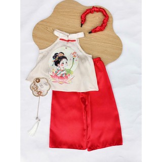 [Ngọc Kids ] Tặng cài tóc Bộ yếm gấm lụa Linh Đan cho bé 6-24kg
