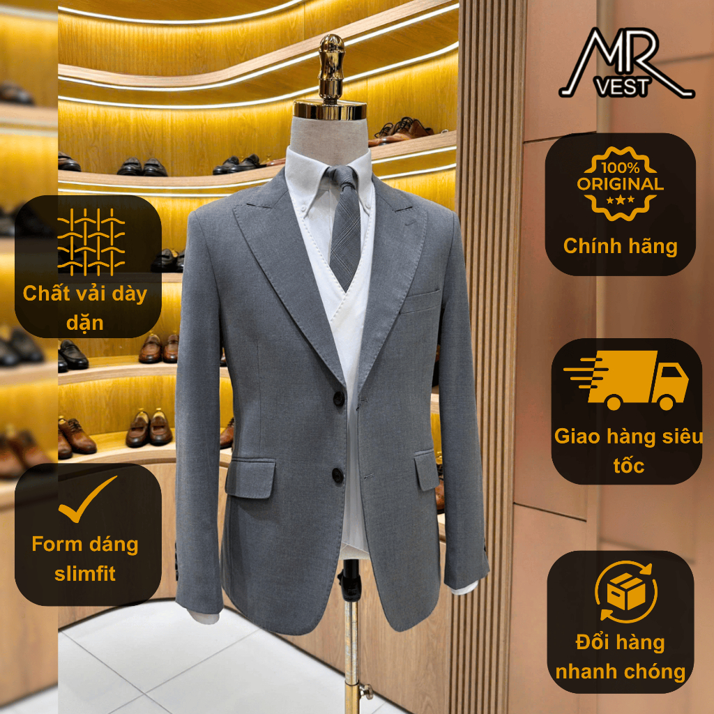 Bộ Suit nam cao cấp xám ghi MRV624