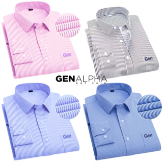 Áo Sơ Mi Hộp Nam Công Sở Trung Niên GEN ALPHA, Sơ Mi Sọc Công Sở Tay Dài Kẻ Sọc Có Túi GEN545