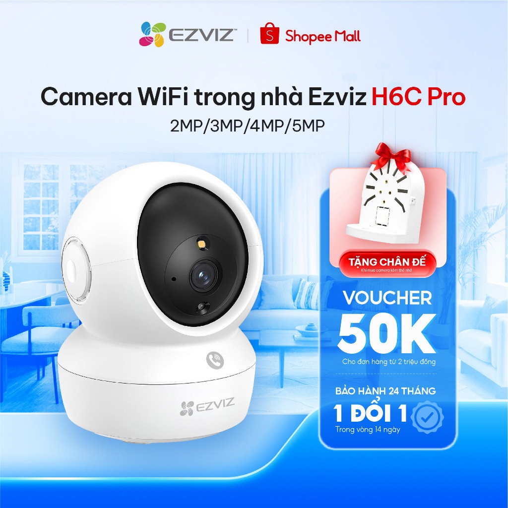 Camera Trong Nhà EZVIZ H6C Pro Wifi - Camera không dây Quay 360 Độ - Đàm Thoại 2 Chiều Nhận Diện AI