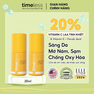 Combo 2 Chai Serum Timeless Vitamin C Tinh Khiết (LAA) 20% Giảm Thâm Sáng Da 30ml