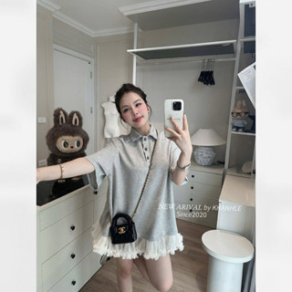 Váy Đầm Polo Dáng Babydoll Mix Đuôi Lưới, Váy Polo Cộc Tay Dáng Ngắn Cá Tính 2 Màu Xám Đen