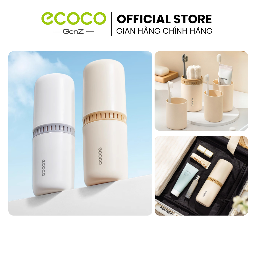 Hộp đựng bàn chải du lịch ECOCO cao cấp thế hệ mới, để kem đánh răng, khăn mặt, tích hợp cốc súc miệng, nhỏ gọn tiện lợi