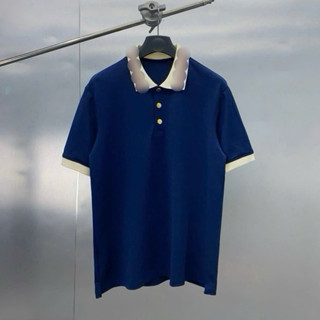 Áo polo nam cổ bẻ cotton gai cá sấu xanh than trơn phối cổ chun dệt sọc be đỏ cúc vàng cao cấp PL128P