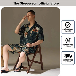 Bộ quần áo Lụa Nam Thiết kế Hoạ tiết -TheSleepwear - Bộ pijama Lụa cao cấp -mền mịn,thoáng mát