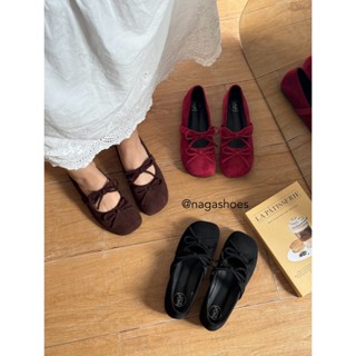 GIÀY BÚP BÊ NAGASHOES DA LỘN QUAI NGANG THẮT NƠ NAB93