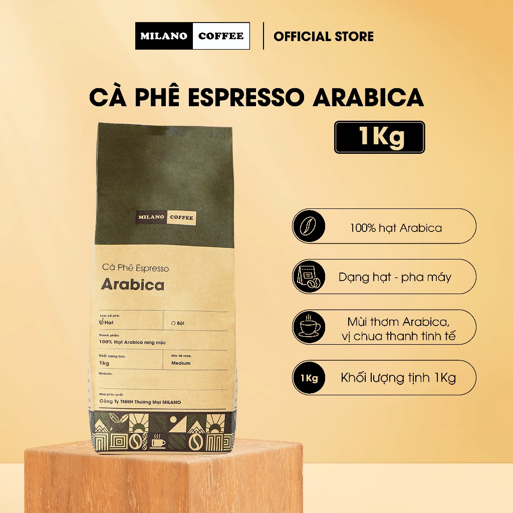 Cà phê NGUYÊN CHẤT 100% RANG MỘC MILANO COFFEE LOẠI 1 KG