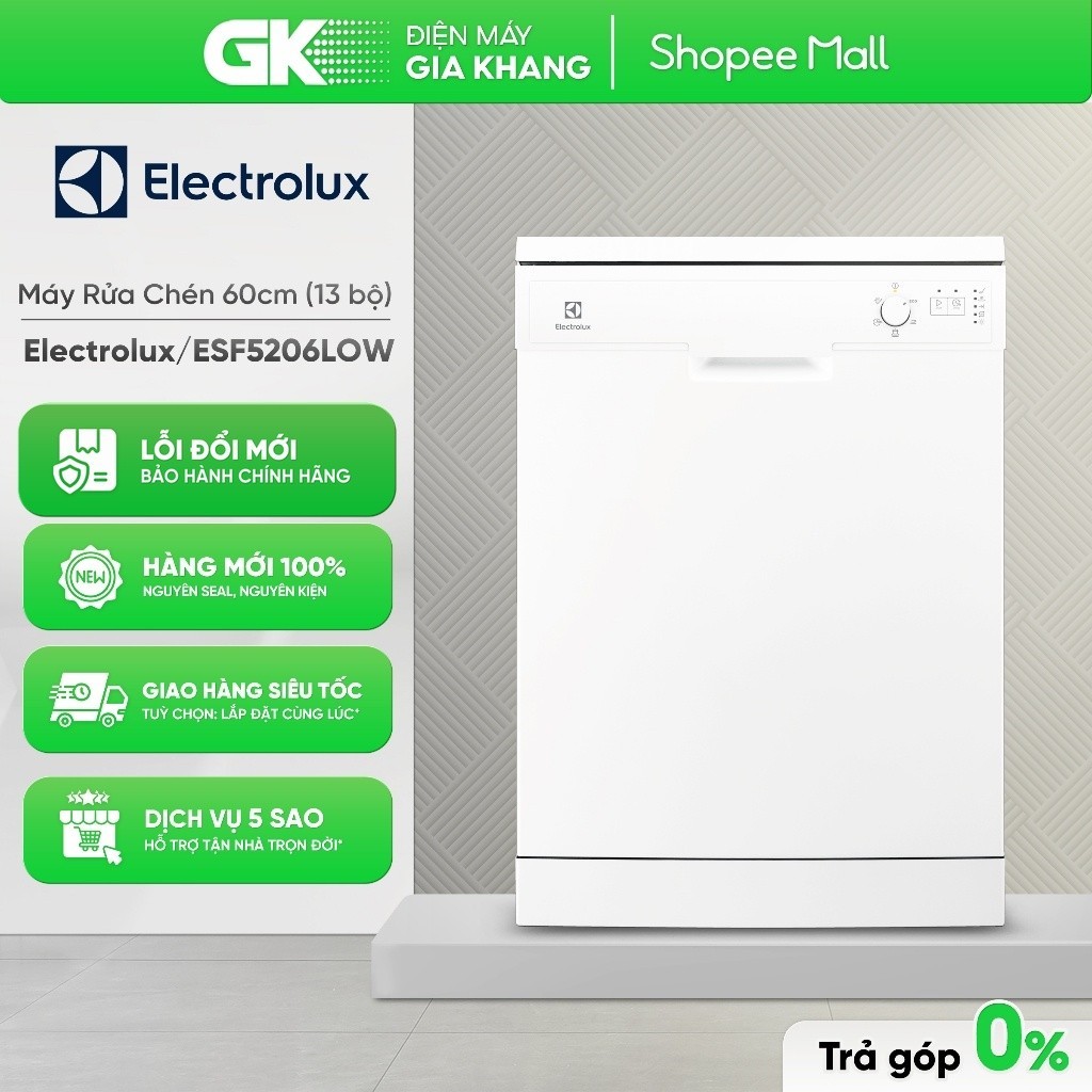 [Shopee - Lắp đặt 0Đ HN HCM] EFC3862MS | ESF6010BW | ESF5206LOW | ESF5512LOX - Máy Rửa Chén Electrol