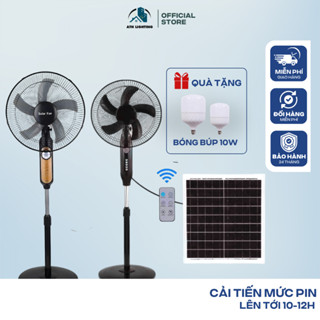  Quạt Tích Điện ATH LIGHTING Loại Quạt Sạc Bằng Năng Lượng Mặt Trời Có Dây Kết Nối 5m Kèm Adapater Sạc Ngoài 