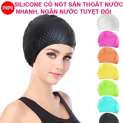 Mũ bơi người lớn CA32 POPO chất liệu silicone cao cấp ngăn nước tuyệt đối