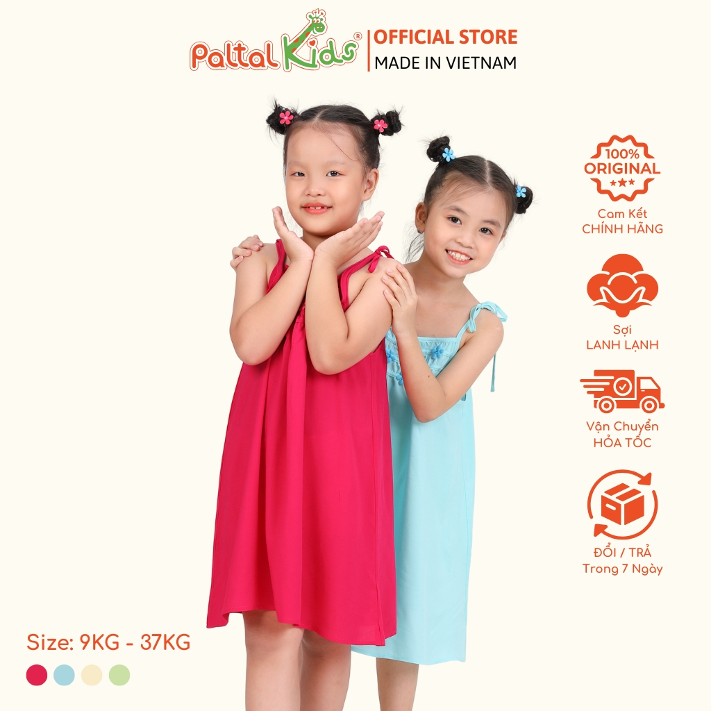 [PALTAL KIDS] Đầm Dáng A 2 Dây Lanh Lạnh Bé Gái Cao Cấp - 8027