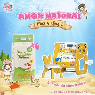 [4A] [TẶNG BÀN HỌC ĐA NĂNG CHO BÉ] COMBO 04 BỊCH TÃ BỈM AMOR NATURAL dán/quần,Bỉm Việt mỏng nhẹ,thấm tốt,đủ size NB-4XL