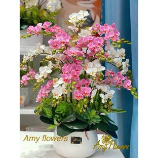 Bình Hoa Giả Trang Trí, Lan Hồ Điệp cắm sẵn cùng chậu sứ. Cao 70 cm. Video, ảnh thật shop chụp. HD112