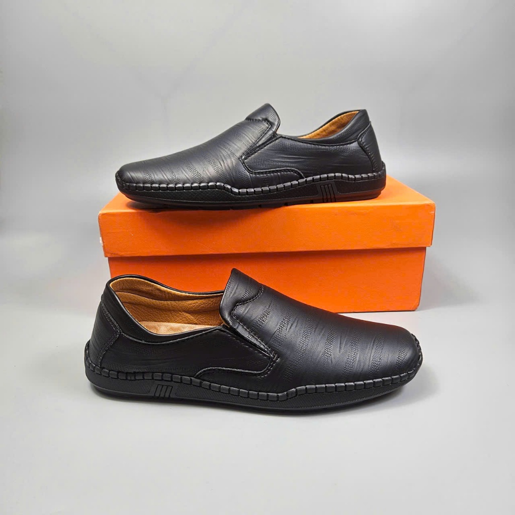 [ Giày Lười Nam - Vân Bản ] Giày lười nam Cao Cấp , phong cách đơn giản sang trọng, Khâu Chỉ Toàn Bộ, Đế Mềm Dẻo Êm Shoe